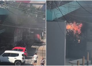 Curto-circuito na instalação elétrica provoca fogo e muita fumaça em prédio comercial na Avenida Djalma Batista, Zona Centro-Sul de Manaus. VEJA VÍDEOS