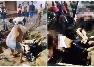 IMAGENS FORTES! Dois jovens ficam em estado grave após colisão entre carro e motocicleta no bairro Correnteza, município de Manacapuru, Região Metropolitana de Manaus. VEJA VÍDEOS