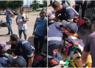 Motociclista é atropelado por carro em alta velocidade em cruzamento de vias no bairro Praça 14 de Janeiro, Zona Sul de Manaus. VEJA VÍDEO