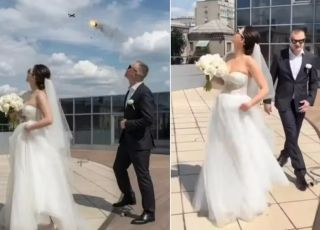 Casamento vira cenário de guerra após drone russo ser abatido e explodir sobre festa na Ucrânia
