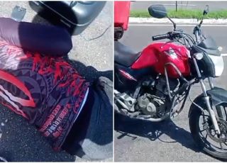 Entregador de delivery é arremessado na pista após ser atingido por picape e motorista foge do local sem prestar socorro. VEJA VÍDEO