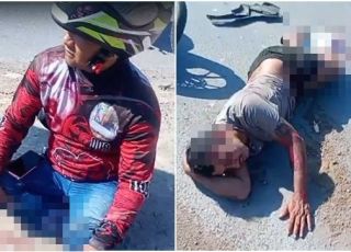 IMAGENS FORTES! Dois motociclistas ficam gravemente feridos após violenta colisão na Comunidade Parque Mauá, Zona Leste de Manaus. VEJA VÍDEO