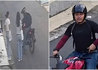 Câmera de segurança flagra motoqueiro assaltando duas jovens no bairro Nossa Senhora das Graças, Zona Centro-Sul de Manaus. VEJA VÍDEO