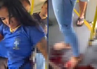 IMAGENS FORTES! Passageira é esfaqueada com canivete dentro de ônibus no Distrito Federal. VEJA VÍDEO