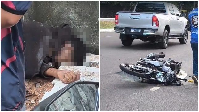IMAGENS FORTES! ASSALTANTE CAI COM MOTOCICLETA ROUBADA E MORRE DURANTE A FUGA NA ESTRADA DA PONTA NEGRA, ZONA OESTE DE MANAUS. VEJA VÍDEO