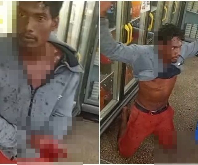 Suspeito de roubo é agredido em via pública e detido em mercadinho no município de Manacapuru, Região Metropolitana de Manaus. VEJA VÍDEO