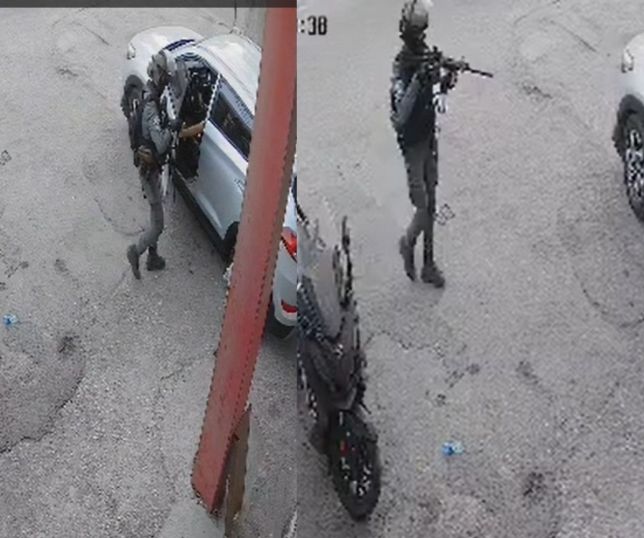 Soldado israelense lança bomba de efeito moral dentro de carro com jovens palestinos e dispara após explosão em Qalandiya. VEJA VÍDEO