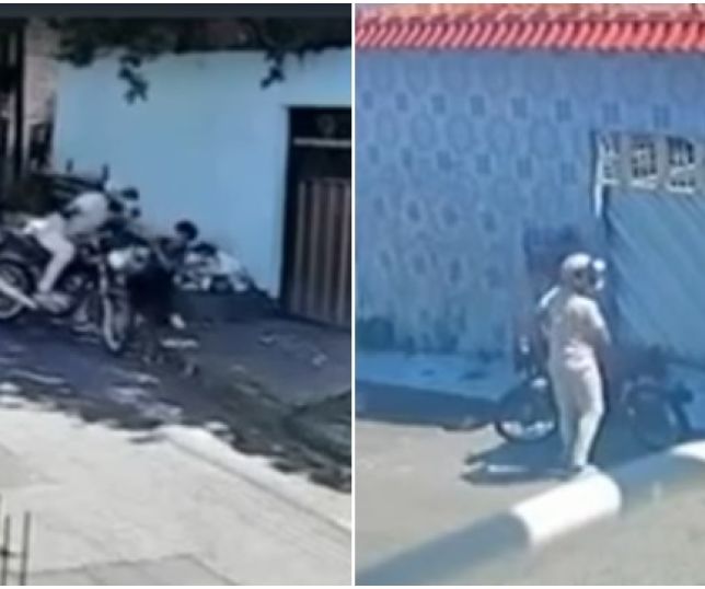 Câmeras de segurança filmam motoqueiro cometendo um roubo e uma tentativa de assalto no bairro Tancredo Neves, Zona Leste de Manaus. VEJA VÍDEO