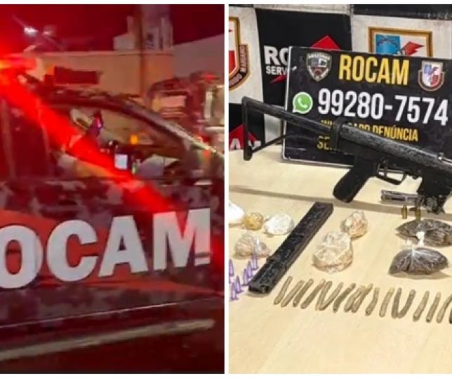 Operação da Rocam apreende submetralhadora, drogas, balanças de precisão e rádio comunicadores em área vermelha no bairro Educandos, Zona Sul de Manaus. VEJA VÍDEO