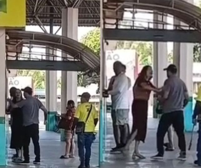 Homem é flagrado tentando agredir funcionários em terminal rodoviário de Itacoatiara. VEJA VÍDEO