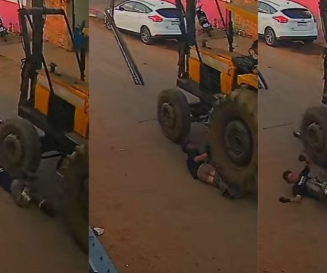 IMAGENS FORTES! Trabalhador é atropelado duas vezes por trator durante expediente e cenas impressionam. VEJA VÍDEO