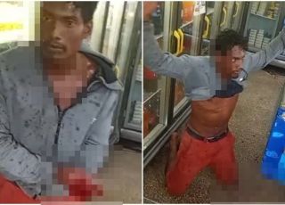 Suspeito de roubo é agredido em via pública e detido em mercadinho no município de Manacapuru, Região Metropolitana de Manaus. VEJA VÍDEO