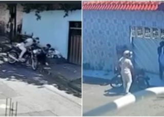 Câmeras de segurança filmam motoqueiro cometendo um roubo e uma tentativa de assalto no bairro Tancredo Neves, Zona Leste de Manaus. VEJA VÍDEO