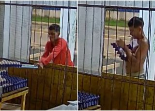 Câmera de segurança filma homem furtando bandeja de ovos de mercadinho no município de Fonte Boa, interior do Amazonas. VEJA VÍDEO