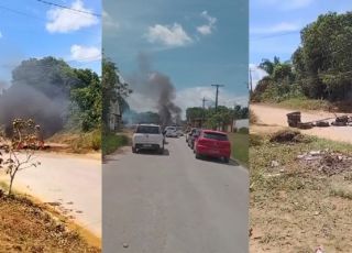Moradores bloqueiam estrada do Açutuba e protestam por melhorias na comunidade Serra Baixa, em Iranduba. VEJA VÍDEOS