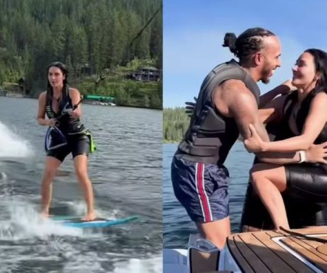 Kim Kardashian curte férias com filhos e Lewis Hamilton em viagem de verão