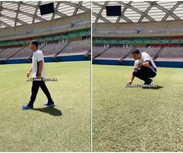 Presidente do Nacional-AM visita Arena da Amazônia e fala do gramado: ''Ótimas condições''