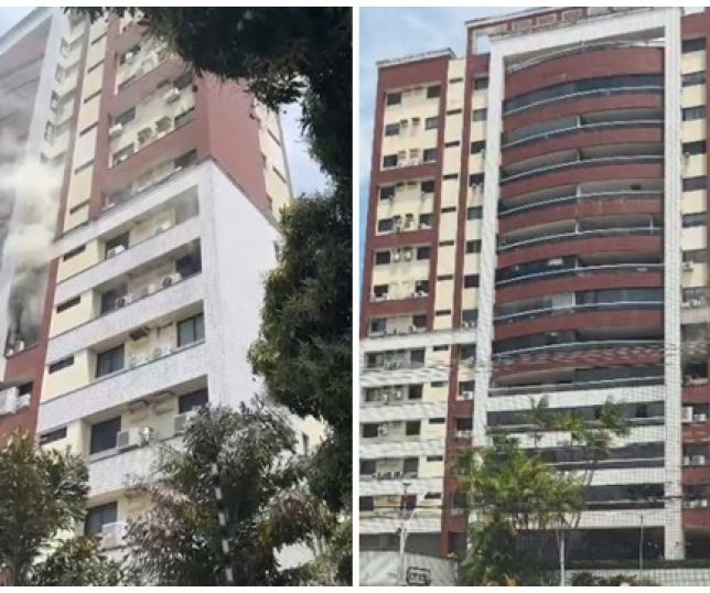 Princípio de incêndio atinge apartamento no sexto andar do Edifício Botticelli, no Conjunto Vieiralves, Zona Centro-Sul de Manaus. VEJA VÍDEOS