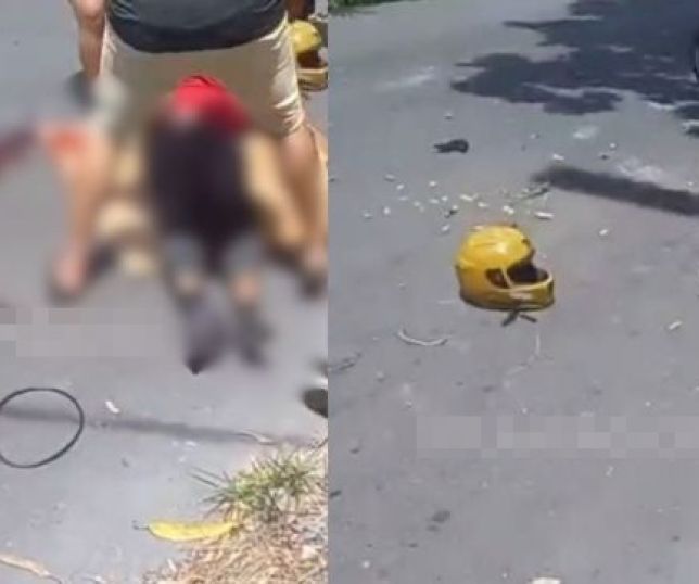 IMAGENS FORTES! Motociclista fica ferido em grave acidente na Avenida Curaçao, Zona Norte de Manaus. VEJA VÍDEO