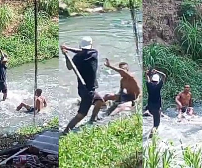 IMAGENS FORTES! Homem é espancado dentro do Igarapé do Passarinho após suposta tentativa de roubo na Zona Norte de Manaus e populares gritam 'finaliza logo'. VEJA VÍDEOS