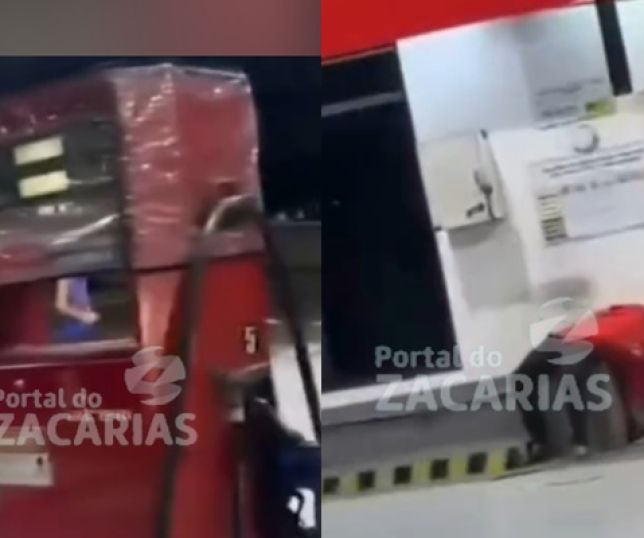 Cliente chega para abastecer moto e encontra frentista descansando na calçada em Tefé, interior do Amazonas. VEJA VÍDEO