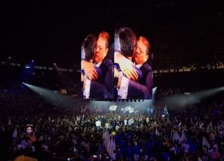 Ao lado de Flávio, Tarcísio participa de convenção do Republicanos em São Paulo