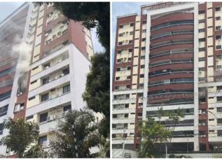 Princípio de incêndio atinge apartamento no sexto andar do Edifício Botticelli, no Conjunto Vieiralves, Zona Centro-Sul de Manaus. VEJA VÍDEOS