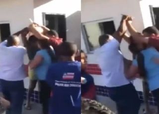 CONFUSÃO! Mães brigam após reunião escolar e uma delas puxa faca dentro de colégio em Feira de Santana. VEJA VÍDEO