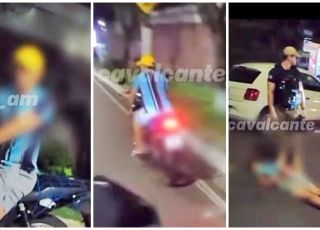 Tentativa de fuga acaba em queda com motocicleta e prisão de homem no bairro São Geraldo, Zona Centro-Sul de Manaus. VEJA VÍDEO