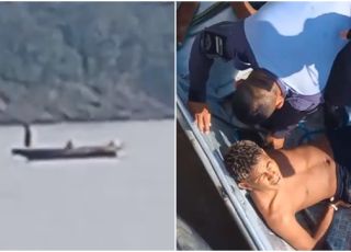 Homem é resgatado por policiais militares após tentativa de suicídio no Rio Madeira, interior do Amazonas. VEJA VÍDEOS