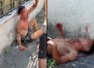 IMAGENS FORTES! Suspeito de roubos é espancado por populares na avenida Constantino Nery, em Manaus. VEJA VÍDEOS