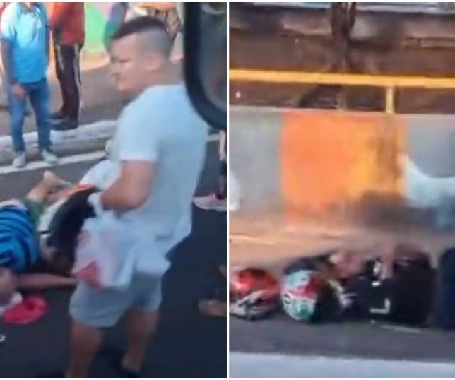 Mulher pilotando motocicleta atropela pedestre na Avenida Brasil, bairro Compensa, Zona Oeste de Manaus