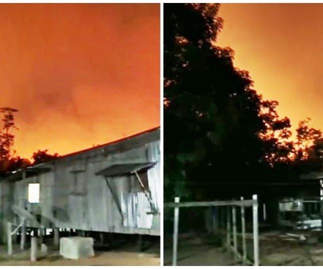 Moradora filma incêndio de grandes proporções em área de mata e pede socorro na zona rural de Novo Airão, Região Metropolitana de Manaus. VEJA VÍDEO