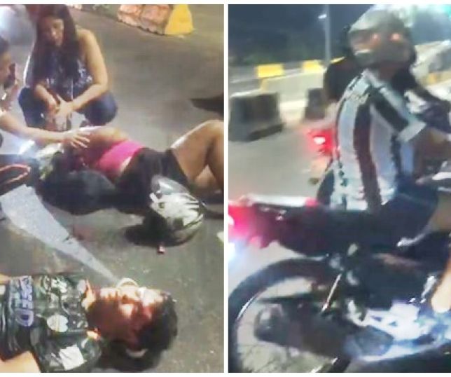Carro em alta velocidade atropela motocicleta e casal fica gravemente ferido na estrada da Ponta Negra, Zona Oeste de Manaus. VEJA VÍDEO