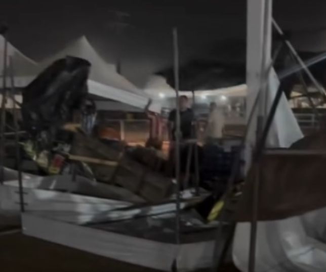 Ventania derruba barracas durante festa do leite em Autazes. VEJA VÍDEO