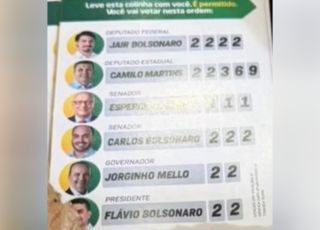 Jair Renan pede voto a Esperidião Amin e Carlos Bolsonaro, mas deixa de fora de 'santinho' aliada de Michelle em SC