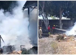 Bombeiros acionados para apagar incêndio em vegetação e monturo de lixo na sede da APAE, bairro Parque Dez de Novembro, Zona Centro-Sul de Manaus. VEJA VÍDEO