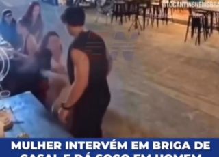 Mulher intervém em briga de casal e dá soco em homem após ameaça de agressão. VEJA VÍDEO