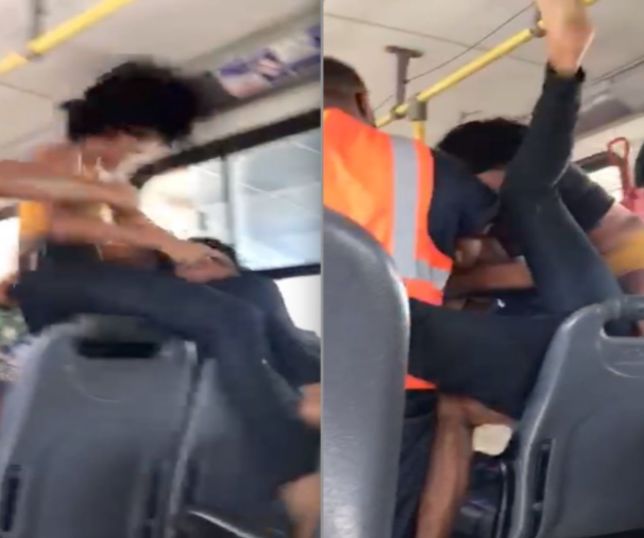 Mulher invade ônibus após encontrar marido com suposta amante e vídeo de briga viraliza. VEJA VÍDEO