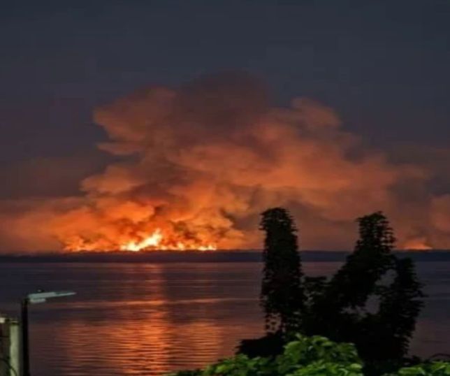 Incêndio assusta moradores após área de vegetação ser tomada por enorme nuvem de fumaça. VEJA VÍDEO