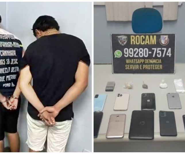 Adulto é preso e adolescente apreendido com 14 celulares e várias porções de drogas no Conjunto Viver Melhor, Zona Norte de Manaus. VEJA VÍDEO E REPORTAGEM DO ‘PORTAL DO ZACARIAS’ AO VIVO