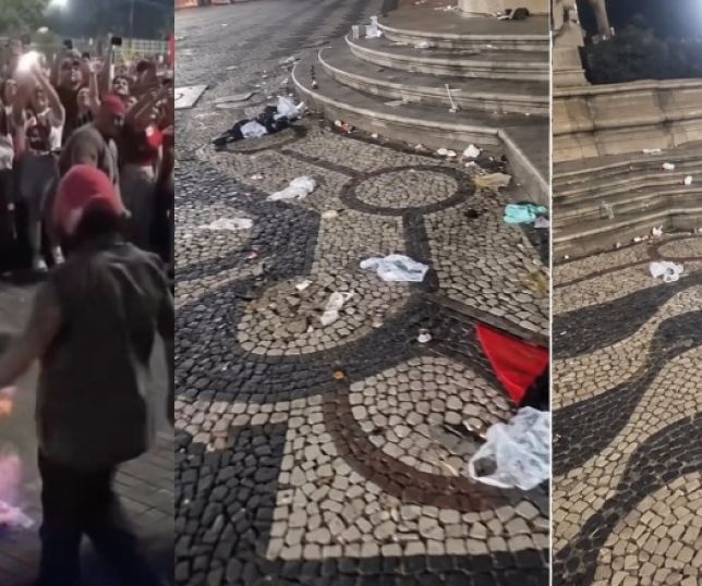 Morador denuncia sujeira no Largo São Sebastião após manifestação pró-Lula em Manaus. VEJA VÍDEO