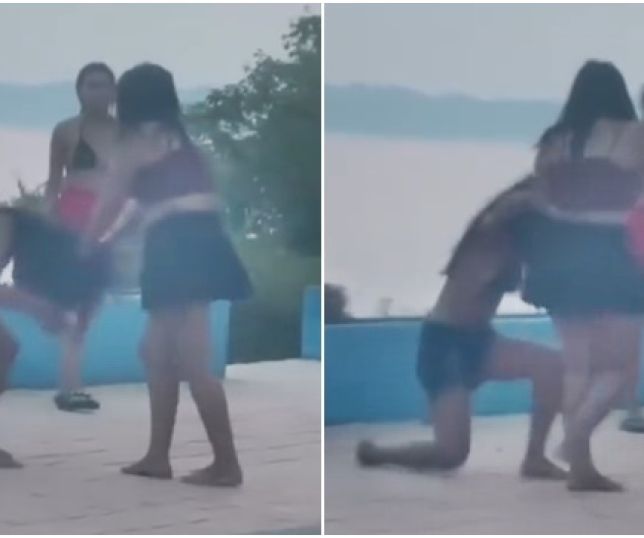 Duas mulheres são filmadas em luta corporal por causa de homem no porto de Maués, no interior do Amazonas. VEJA VÍDEO