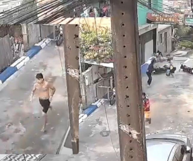 Mototaxista pula de barranco para escapar de emboscada com faca durante cobrança de corrida em Manaus. VEJA VÍDEO