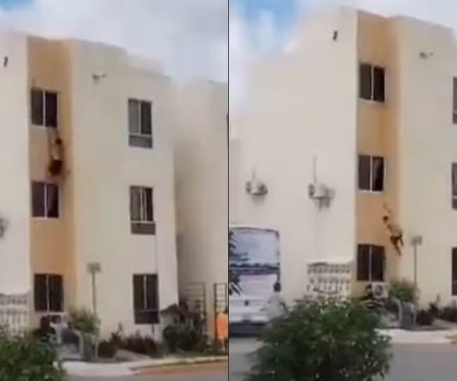 Homem cai de janela no terceiro andar durante suposta fuga de casa de 'amante' em Cancún, no México. VEJA VÍDEO