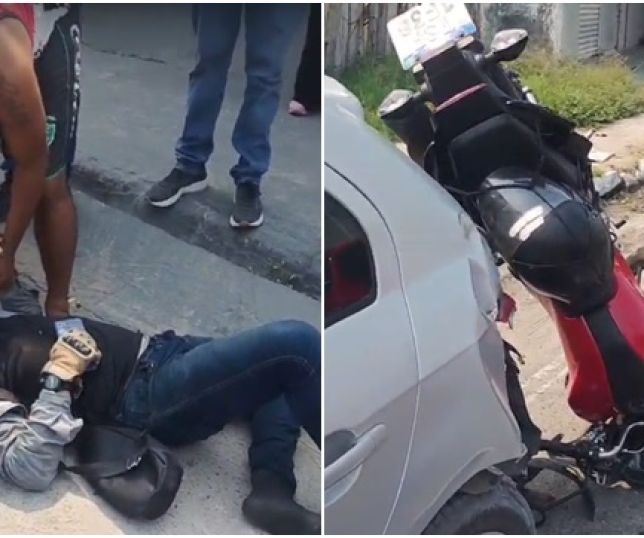 Motociclista sofre fratura e outros ferimentos em acidente de trânsito na Zona Norte de Manaus. VEJA VÍDEO