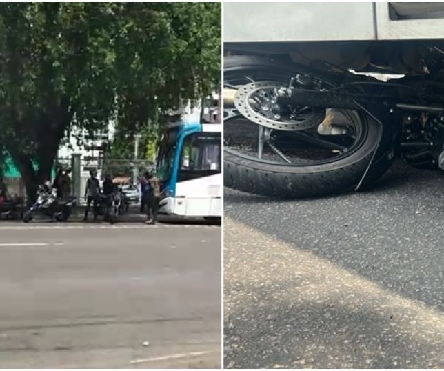 TRÂNSITO PERIGOSO! Roda de ônibus passa por cima do abdômen de motociclista de aplicativo no bairro Adrianópolis, Zona Centro-Sul de Manaus. VEJA VÍDEO