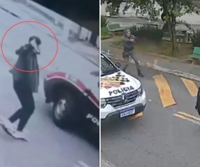 Homem é baleado após atacar viatura e avançar contra policiais com faca em Osasco. VEJA VÍDEO