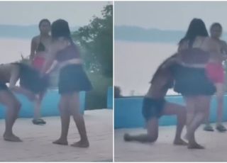 Duas mulheres são filmadas em luta corporal por causa de homem no porto de Maués, no interior do Amazonas. VEJA VÍDEO