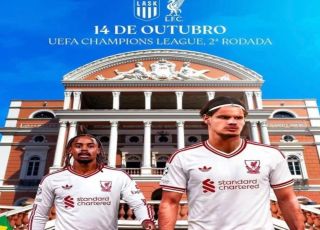 Teatro Amazonas ganha destaque em arte oficial do Liverpool para jogo da Champions League